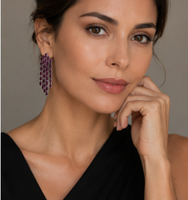 Load image into Gallery viewer, Baguette-Cut Garnet Fringe Earrings
