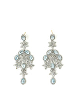 Load image into Gallery viewer, Aquamarien and diamond Chandelier Earrings
