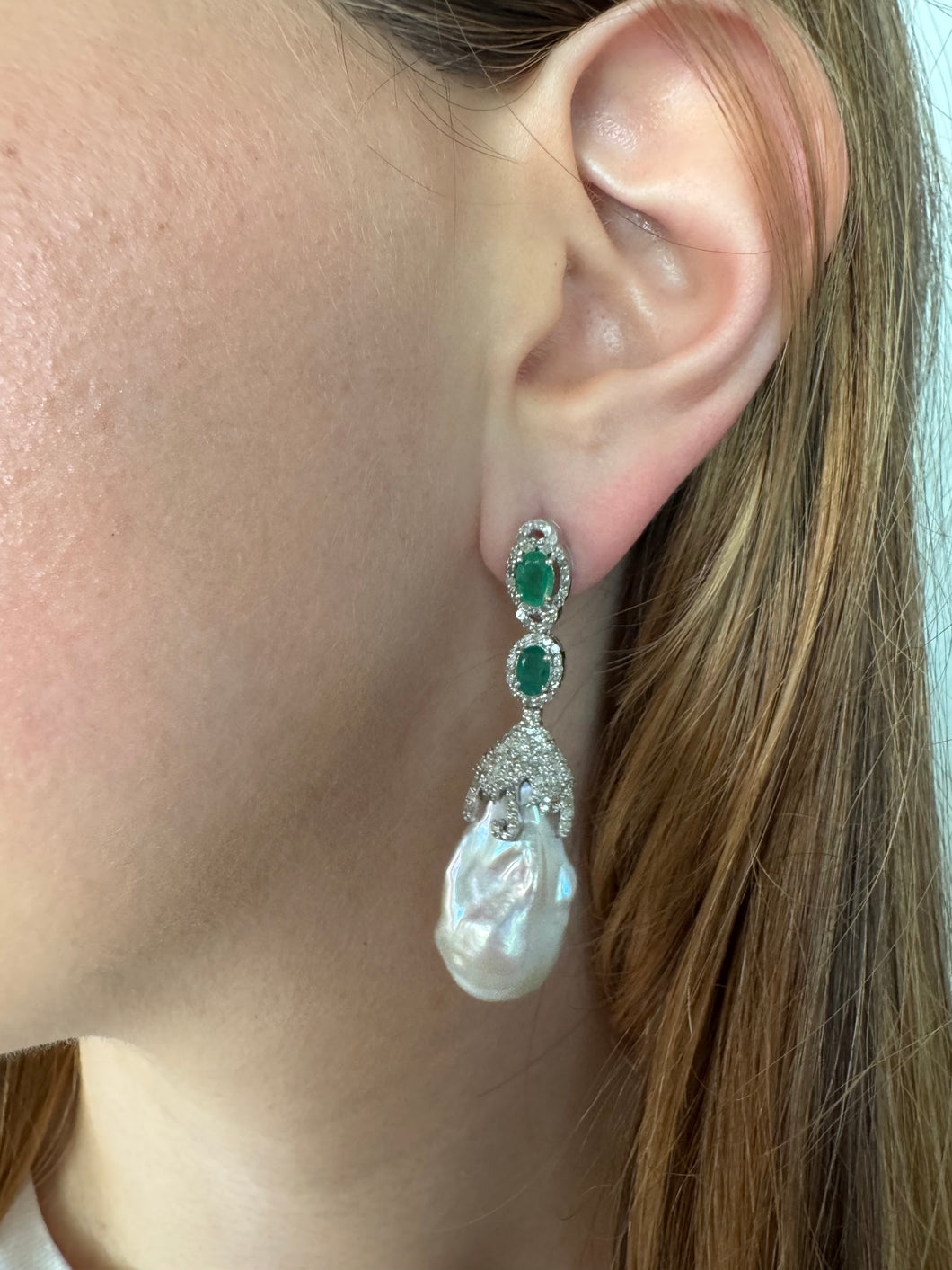 Emerald and Baroque Pearl