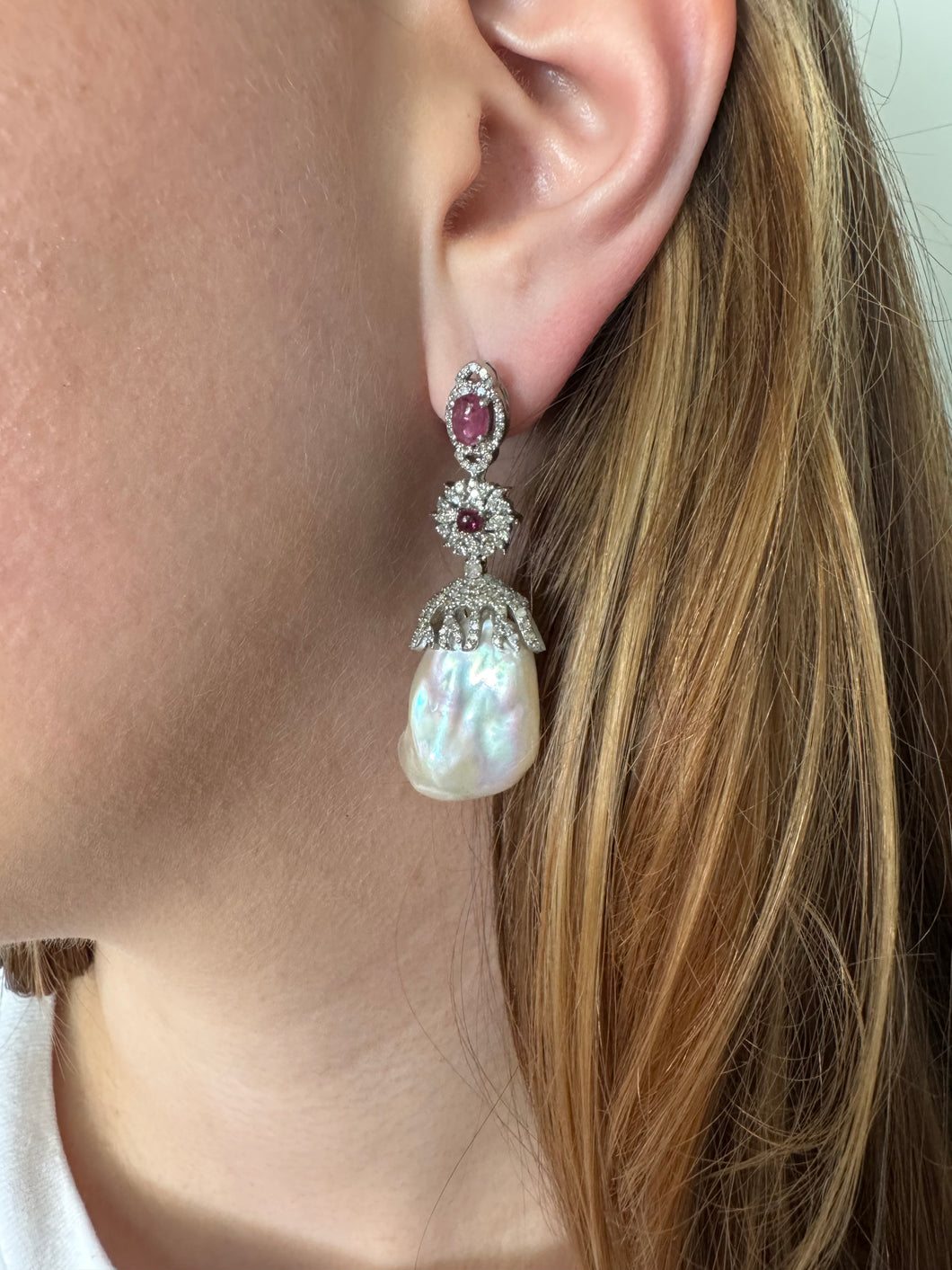 Baroque pearls and Rubies
