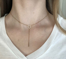 Load image into Gallery viewer, 14K Gold &amp; Pavé Diamond Heart Lariat Necklace

