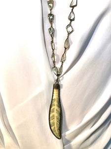 Green Tourmaline Feather Necklace